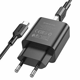 Мережевий зарядний пристрій BOROFONE BA72A Spring single port QC3.0 charger set(Type-C) 18W Black yL.