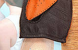 Рукавички шкіряні для водіння автомобільні водійські безпалі розмір L колір коричневий, фото 2