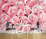 Флизелиновые 3д фотообои розы в интерьере спальни цветы 368x254 см Розовые бутоны (2168V8)+клей