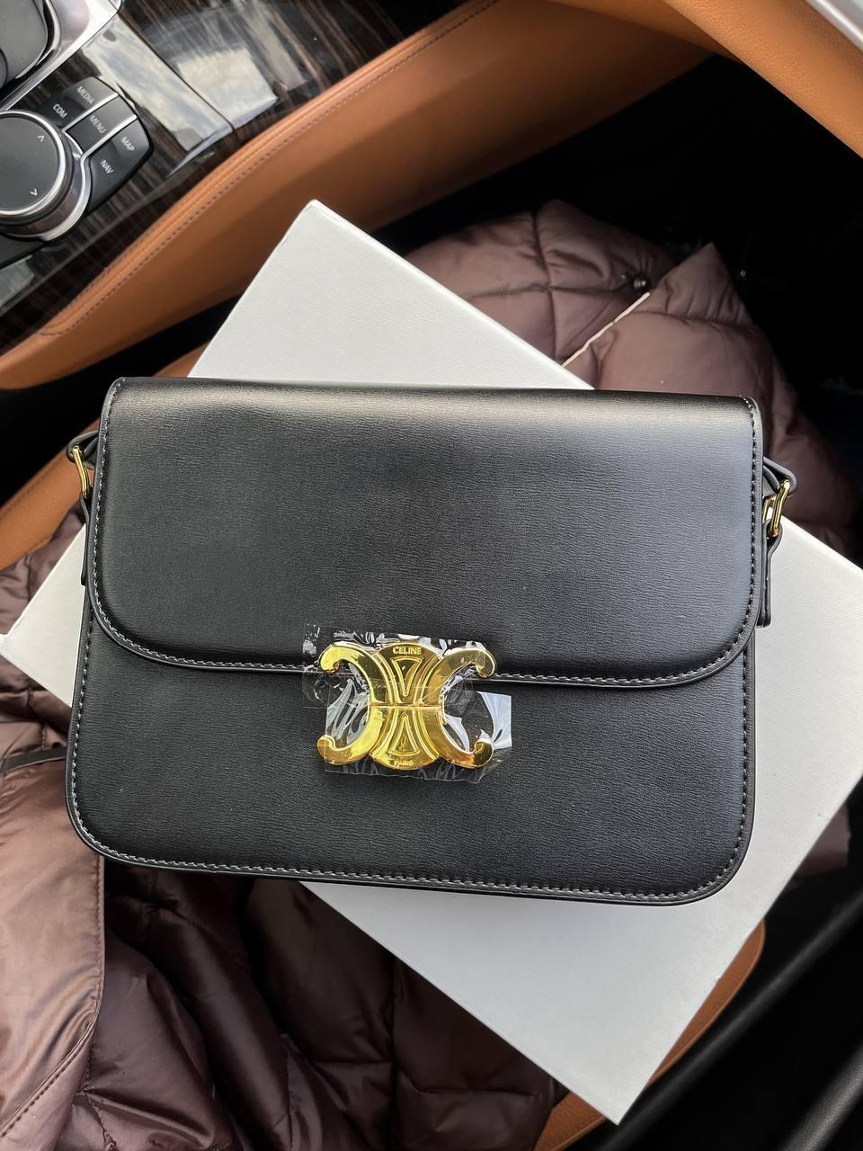 Жіноча сумка Селін чорна Celine Black натуральна шкіра, фото 1