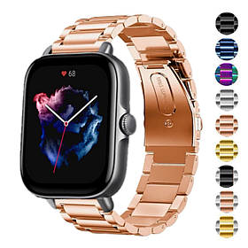 Ремінець для Xiaomi Amazfit GTS 3 металевий Рожеве золото