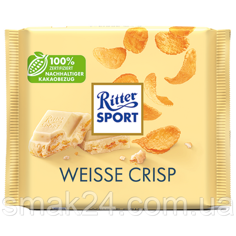 Шоколад білий хрусткий із крипсами Ritter sport WEISS+CRISP Німеччина 100 г