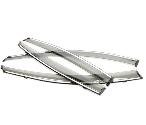 Дефлектори вікон вітровики Volkswagen Jetta (Sagitar) 2012- FLY- Хром Сферична Смуга, фото 1