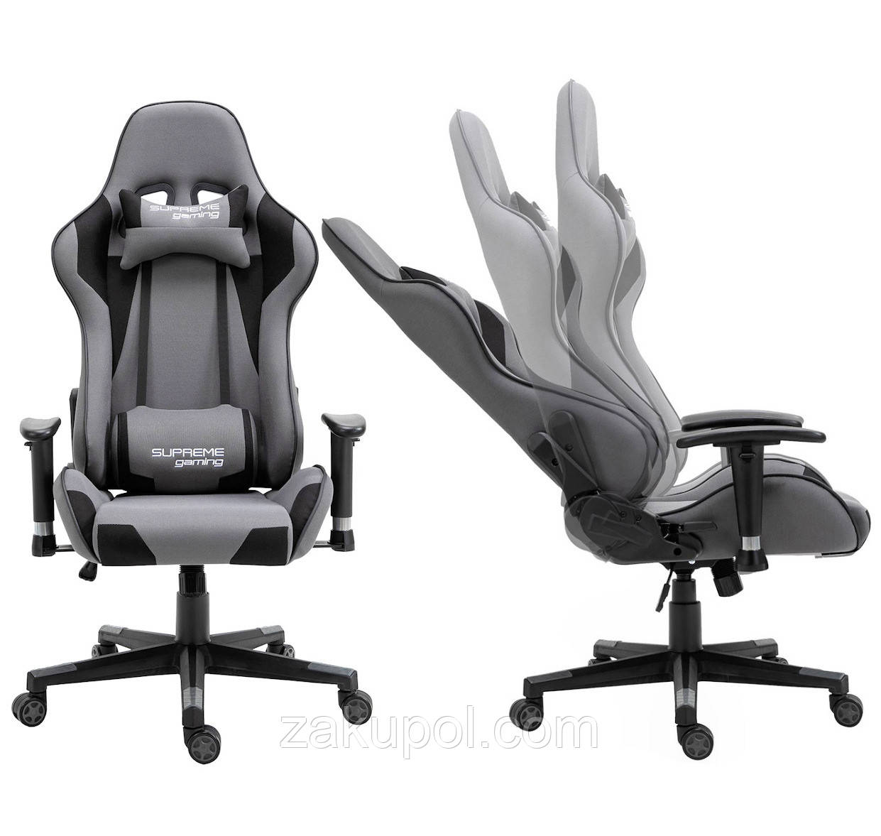Компьютерное кресло из ткани PlayMaker Supreme Gaming 94561 Серо-черный - фото 9 - id-p1838196849