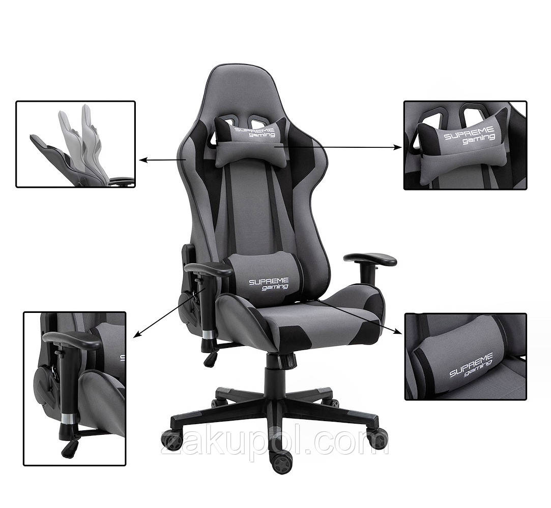 Комп'ютерне крісло із тканини BOOST Gaming  Сіро-чорний
