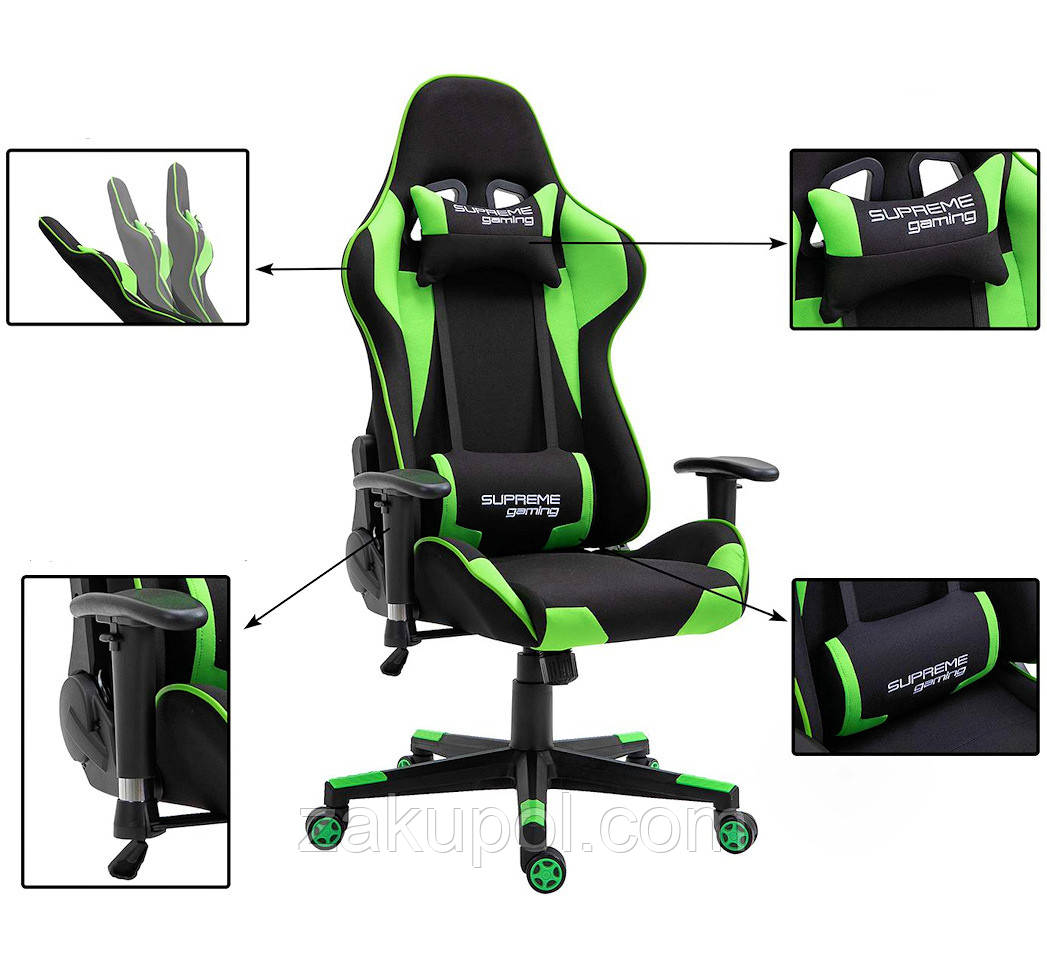 Комп'ютерне крісло із тканини BOOST Gaming Чорно-зелений