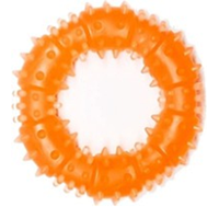 Игрушка для собак. Кольцо с шипам, оранжевое, 12 см (с запахом ванили)