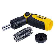 Викрутка ламана з реверсом + насадки торцеві і біти 12шт, CrV, 1/4" Sigma 4001961