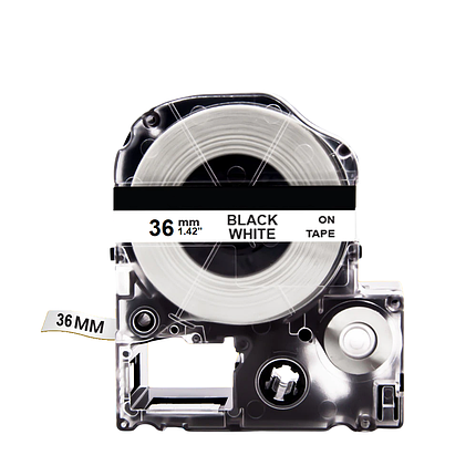 Картридж зі стрічкою для принтера Epson LabelWorks LK7WBN 36 мм 8 м Чорний/Білий, фото 2