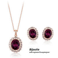 Комплект БИТИ PURPLE ювелирная бижутерия золото 18К декор кристаллы Swarovski