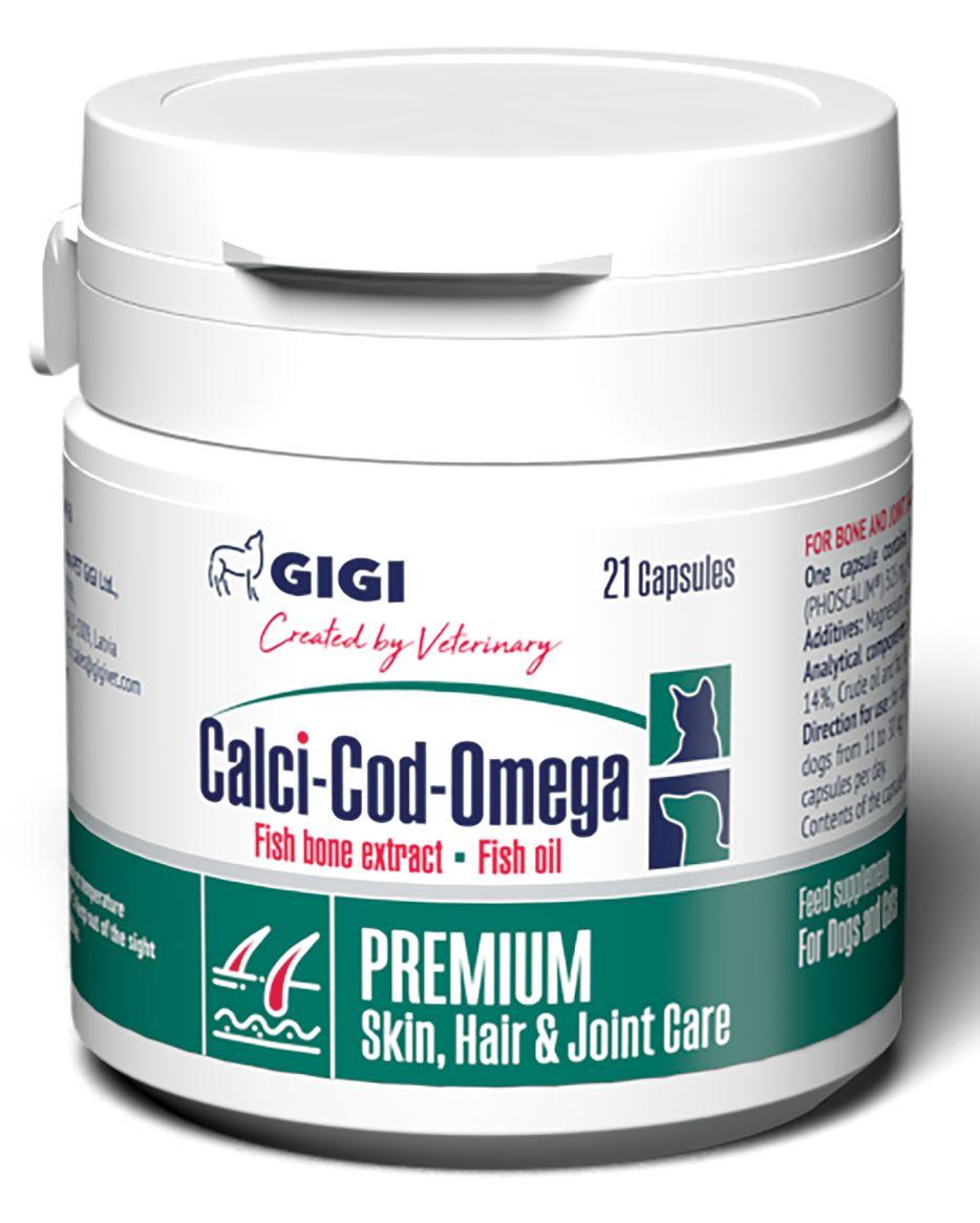 Кальций Код Омега Calci Cod Omega Gigi витамины для костей суставов шерсти кожи собак и кошек, 21 капсула - фото 1 - id-p1232736734