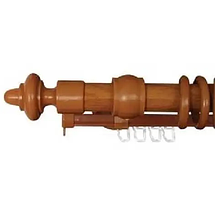 Карниз трубчастий Дуб - Дуб золотий подвійний товщина 28 мм з кронштейнами кільцями з гачками металопластиковий