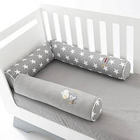Защитный бортик-валик в кроватку 60х15см и 120х15см PAPAELLA Ideia (разные цвета) зірка-горошок сірий