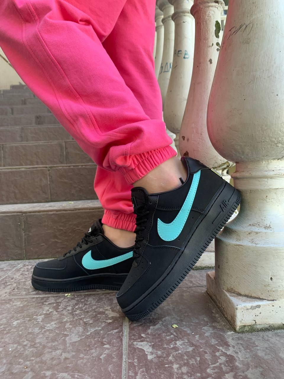 Nike air force 1 black with blue tick 2025
