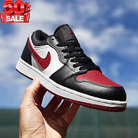 Мужские кроссовки Nike air jordan низкие, белые с черными и бордовыми вставками 43 высокое качество
