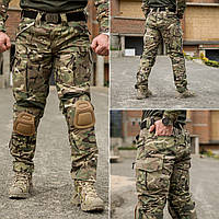 Штани тактичні 12 кишень з наколінниками Grifon мультикам ріп-стоп (вафелька) Tornado ЧСМ