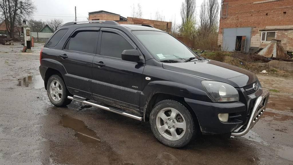 Бічні пороги труби D60 на Kia SPORTAGE 2 2004-2010 Пороги труба з проходом для КІА Спортейдж