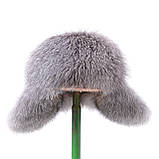 Зимова тепла шапка-вушанка Унісекс з натурального хутра блюфросту, фото 2