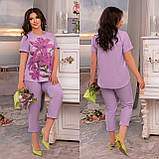 Гарний ошатний жіночий брючний літній костюм великих розмірів Лілія: блузка + штани (р.48-62). Арт-2106/42, фото 2