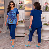Гарний ошатний жіночий брючний літній костюм великих розмірів Лілія: блузка + штани (р.48-62). Арт-2106/42, фото 4