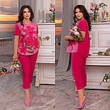 Гарний ошатний жіночий брючний літній костюм великих розмірів Лілія: блузка + штани (р.48-62). Арт-2106/42, фото 3