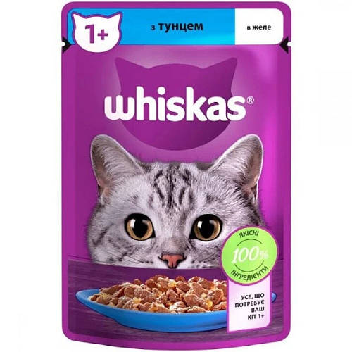 Купить Whiskas (Вискас) пауч для кошек 1+ с тунцом в желе 85г*28шт ...