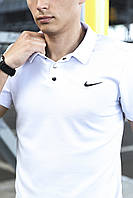 Футболка Polo Nike белая летняя однотонная для спорта, Спортивная повседневная стильная футболка Найк