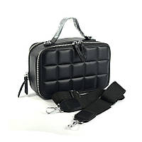 Женская черная рифленая мини сумка кросс боди через плечо, Маленькая модная сумочка клатч на длинном ремешке