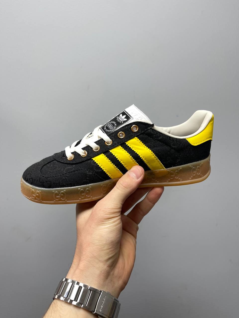 Кросівки чоловічі чорні Adidas Gucci x Gazelle ‘Black GG Monogram’ (11939)