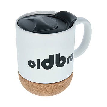 Керамічний кавовий кухоль OldBro classic White 400мл з ізольованим корковим дном і кришкою