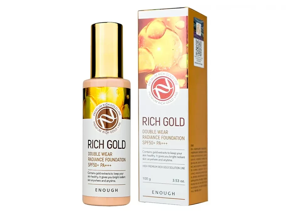 Омолаживающий тональный крем для лица с золотом Enough Rich Gold Double Wear Radiance Foundation SPF 50+ №21 - фото 3 - id-p1838273215