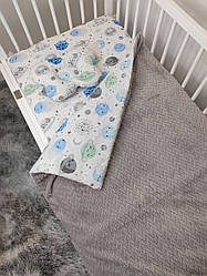 Дитяча постільна білизна для новонароджених Манюня в ліжечко ( коляску) плед + подушка + простирадло