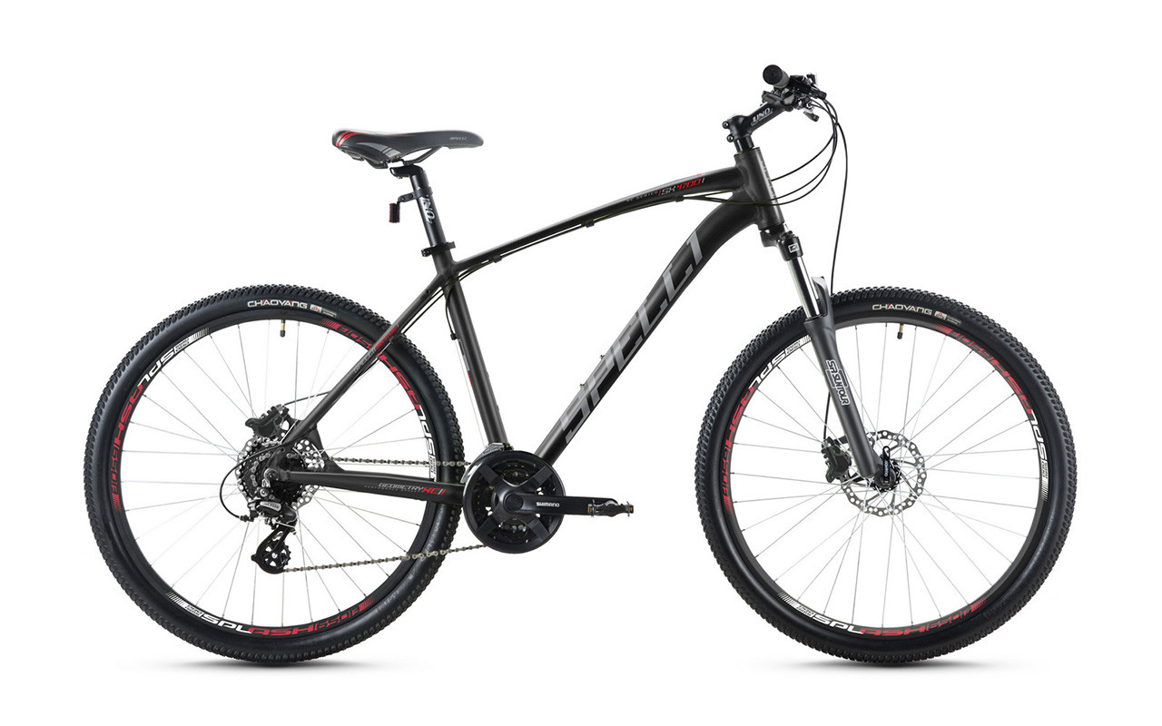 Велосипед 27,5 Spelli SX-4700 disk 19" чорно сірий з червоним