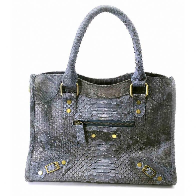 Жіноча сумка зі шкіри пітона сіра 30х21х10 см Piton Bags 670473