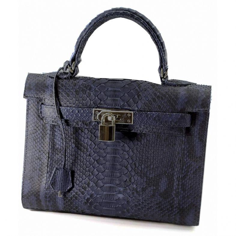Жіноча сумка зі шкіри пітона синя 25х27х11 см Piton Bags 670475