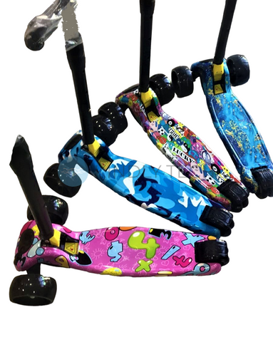 Складаний модний дитячий самокат із візерунками графіті на платформі, фото 1
