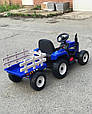 Дитячий електромобіль Трактор John Deere XMX 611 (синій колір) з причепом, фото 5