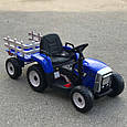 Дитячий електромобіль Трактор John Deere XMX 611 (синій колір) з причепом, фото 2