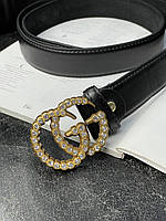 Ремень Gucci Marmont Leather Belt Diamond Gold