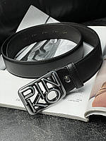 Ремень Pinko Text Leather Belt Black/Silver