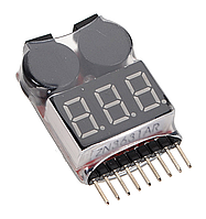 Світлодіодний індикатор напруги Lipo/Li-ion/LiMn/LiFePo4 1-8S, тестер низької напруги, зумер