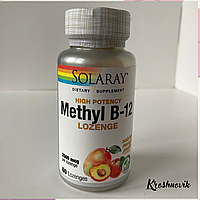 Solaray Methyl B12, метилкобаламін, смак манго-персик, 2500 мкг, 60 таблеток для розсмоктування