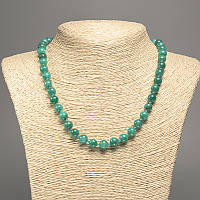 Намисто зелений "Аквамарин" гладка кулька d-8мм+-, L-50см+- з каменю білий нефрит (сінт. фарб.) купити біжутерію оптом в інтернеті