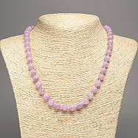 Намисто бузковий "Кунцит" гладка кулька d-8мм+-, L-50см+- з каменю білий нефрит (сінт. фарб.) купити біжутерію дешево оптом в