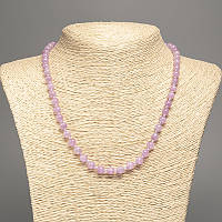 Намисто бузковий "Кунцит" гладка кулька d-6мм+-, L-50см+- з каменю білий нефрит (сінт. фарб.) купити біжутерію дешево оптом в