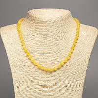 Намисто сонячно жовтий "Цитрин" гладка кулька d-6мм+-, L-50см+- з каменю білий нефрит (сінт. фарб.) купити біжутерію оптом в