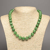 Намисто зелений "Хризопраз" гладка кулька d-12мм+-, L-50см+- з каменю білий нефрит (сінт. фарб.) купити біжутерію дешево оптом в