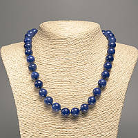 Намисто синій "Лазурит" гладка кулька d-12мм+-, L-50см+- з каменю білий нефрит (сінт. фарб.) купити біжутерію дешево оптом в