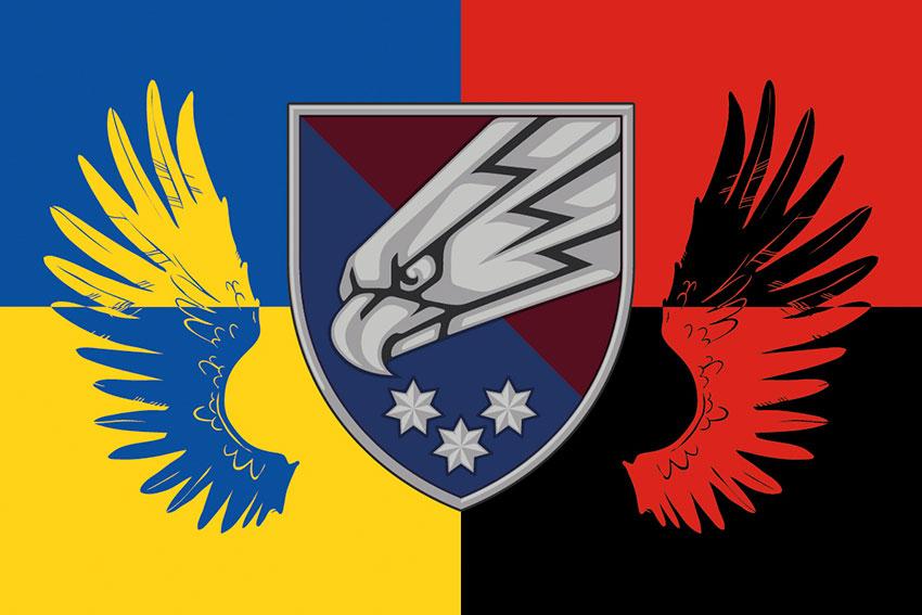 Прапор 25 ОПДБр Січеславської ДШВ ЗСУ Україна. УПА