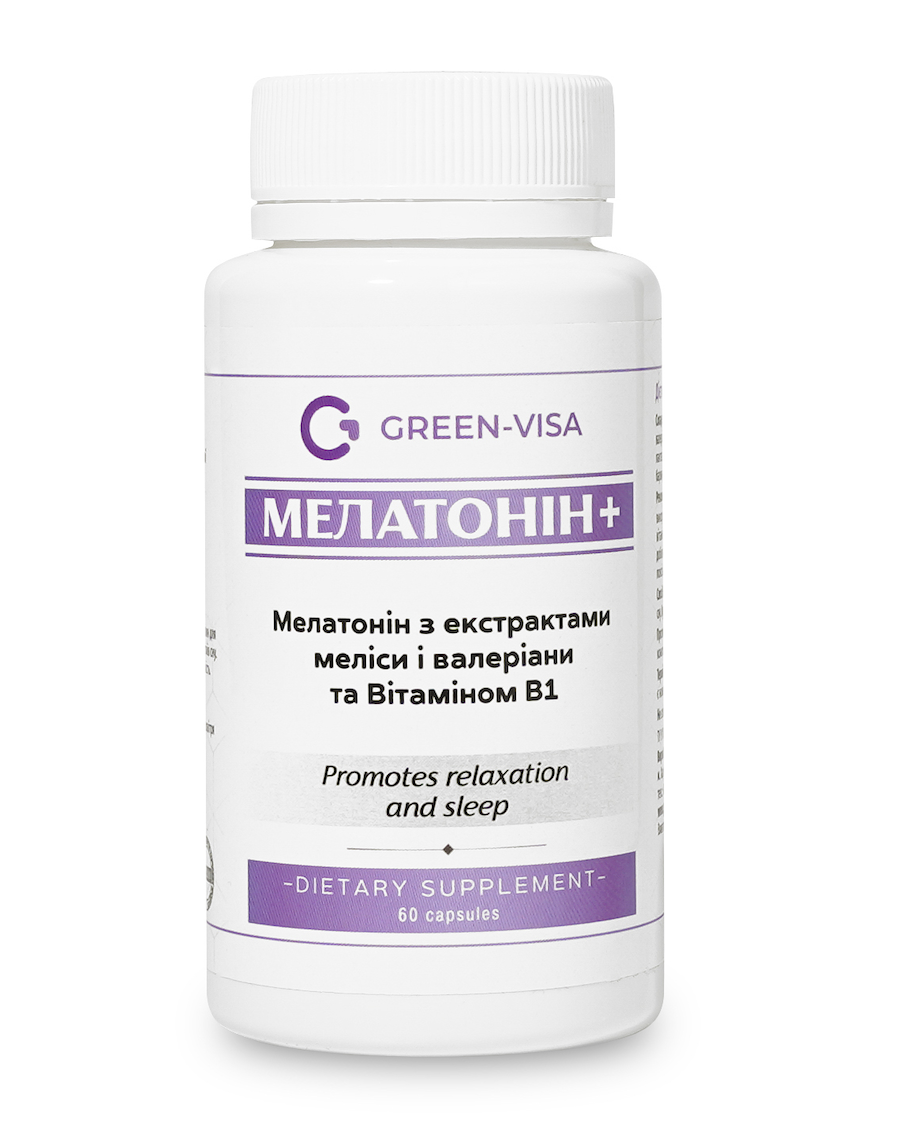 Мелатонін 3 мг, меліса, валеріана, вітамін Б1 від безсоння, 60 капс